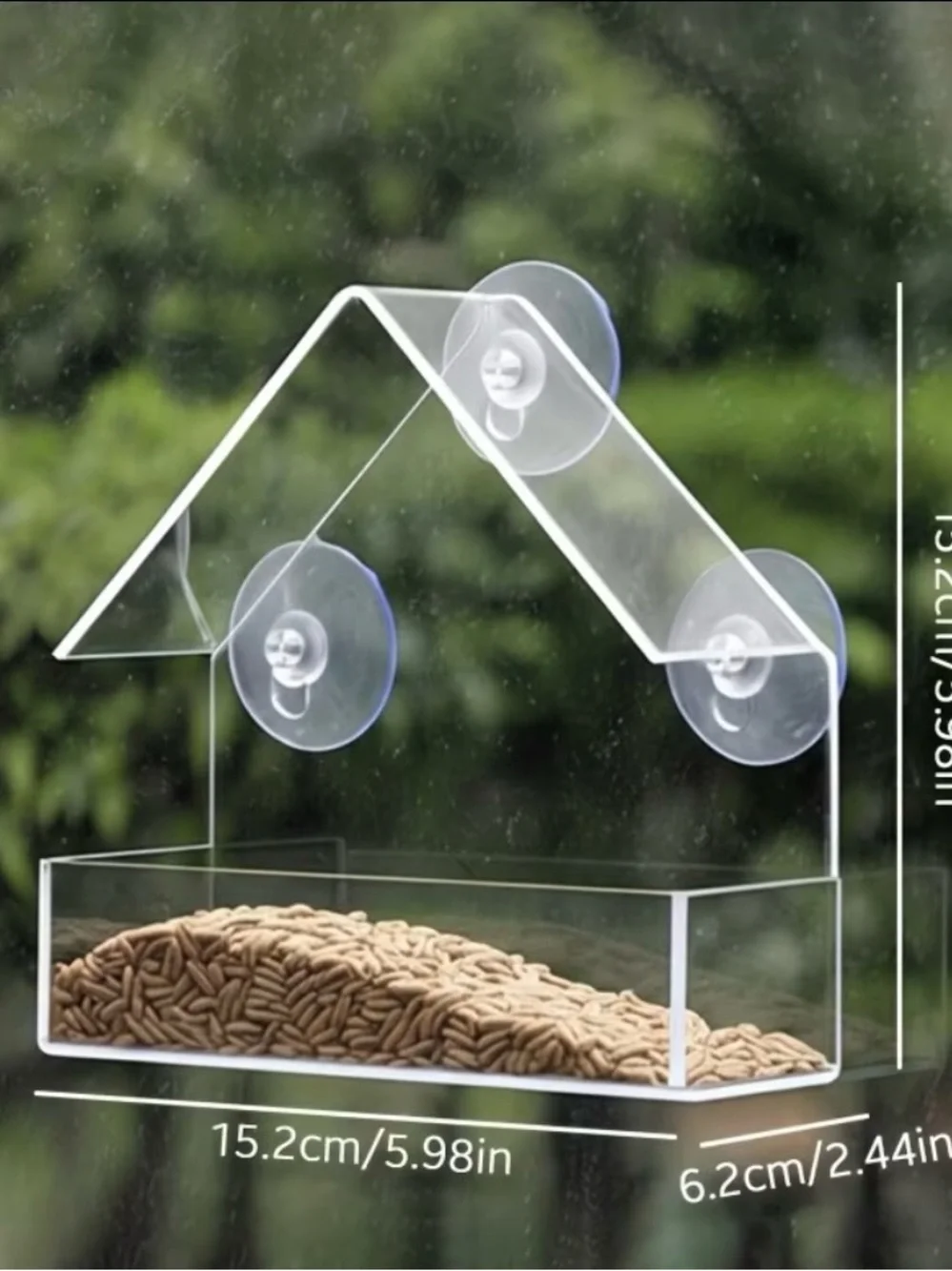 Clear Window-Mount Bird Feeder - Transparent Acrylic